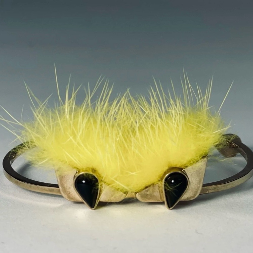 Fendi Monster Yellow Feather Chain Bracelet